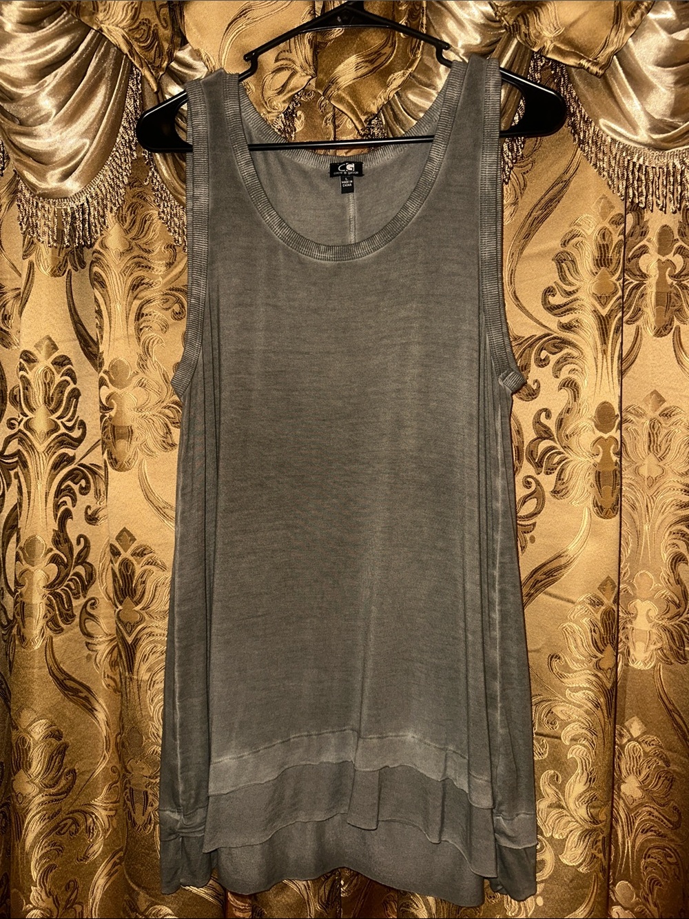 Cable & Gauge Women’s Layered Hem Tank Top - Green - Picture 1 of 6